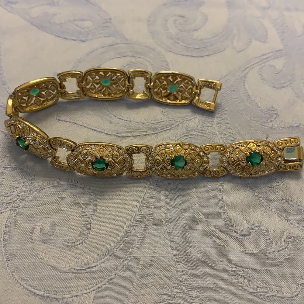 JBK Inspired Gold Tone, CZ & Stone Bracelet